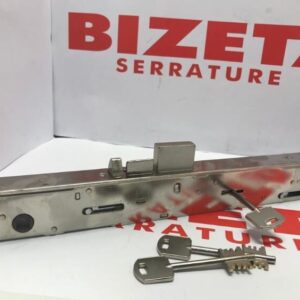 SERRATURA ELETTRICA DI SICUREZZA DA MONTANTE A DOPPIA MAPPA SCROCCO REVERSIBILE CATENACCIO 2 MANDATE