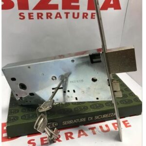 SERRATURA ELETTRICA INFILARE A FASCIA CON SCROCCO REVERSIBILE E MANDATA A DOPPIA MAPPA entrata mm 90