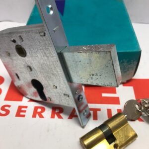 SERRATURA INFILARE PER CANCELLI SCROCCO IN ACCIAIO CON MANDATA A PROFILO EUROPEO entrata mm 50